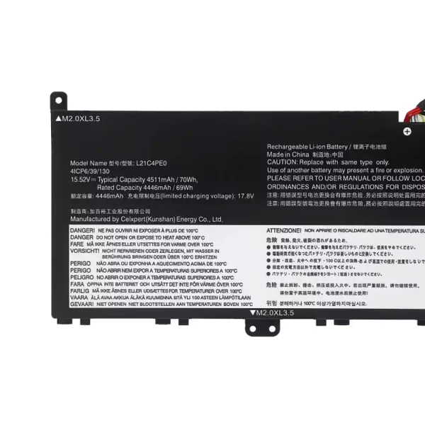 Portátil batería original para Lenovo L21C4PE0 L21D4PE0 L21M4PE0 L21M4PC7 L21C4PC7 L21C4PC4 - Imagen 3