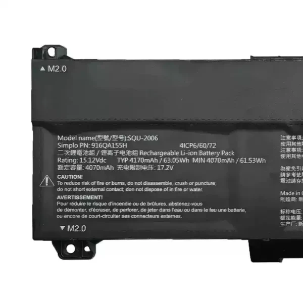Portátil batería original para SQU-2006 916QA155H - Imagen 3