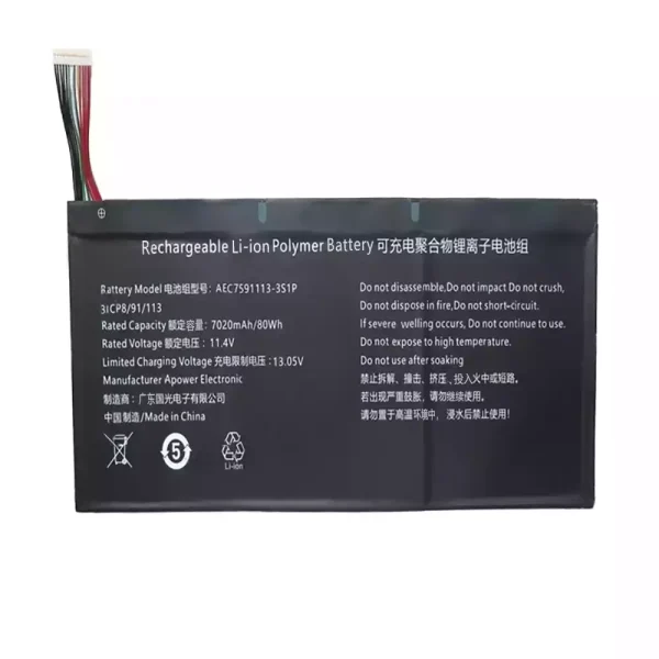 Portátil batería original para AEC7591113-3S1P