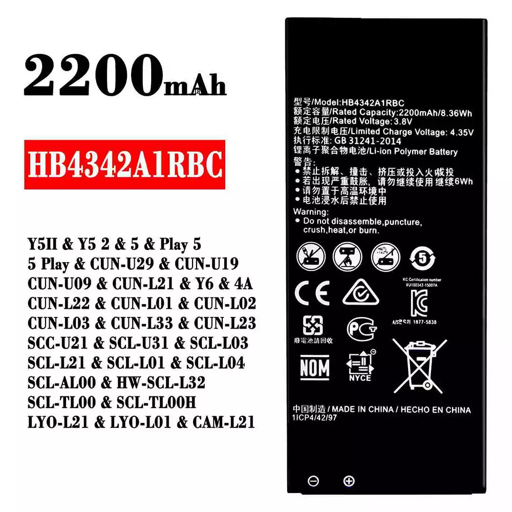 Batería HB4342A1RBC para HUAWEI Y5 2 / Play 5