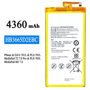 Batería HB3665D2EBC para HUAWEI P8 max