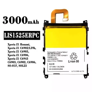 Batería LIS1525ERPC para Sony Xperia Z1 Honami, Xperia Z1 C6902 C6903 C6906 C6943 SO-01F SOL23