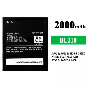 Batería BL210 para Lenovo A536/A606/S820/S820E/A750E/A770E/A656/A766/A658T/S650