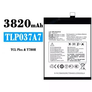 Batería TLP037A7 para Alcatel TCL Plex/T780H