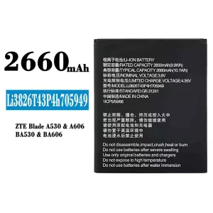 Batería Li3826T43P4H705949 para ZTE Blade A530/A606/BA530/BA606