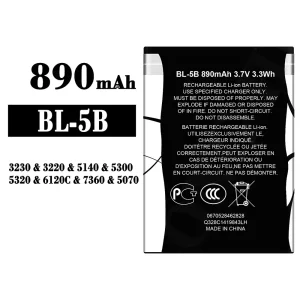 Batería BL-5B para Nokia 3230/3220/5140/5300/5320/7360/6120C/5070