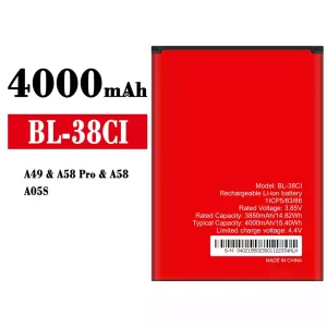 Batería BL-38CI para itel A49/A58 Pro/A58/A05S